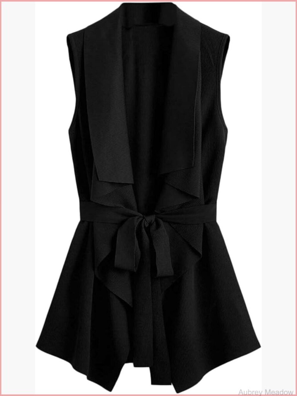 Tie Front Long Sweater Vest Cardigan Blazer Sleeveless Open Front Knit Business